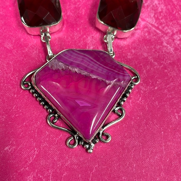 Garnet & Ruby & Agate Necklace - Picture 4 of 13